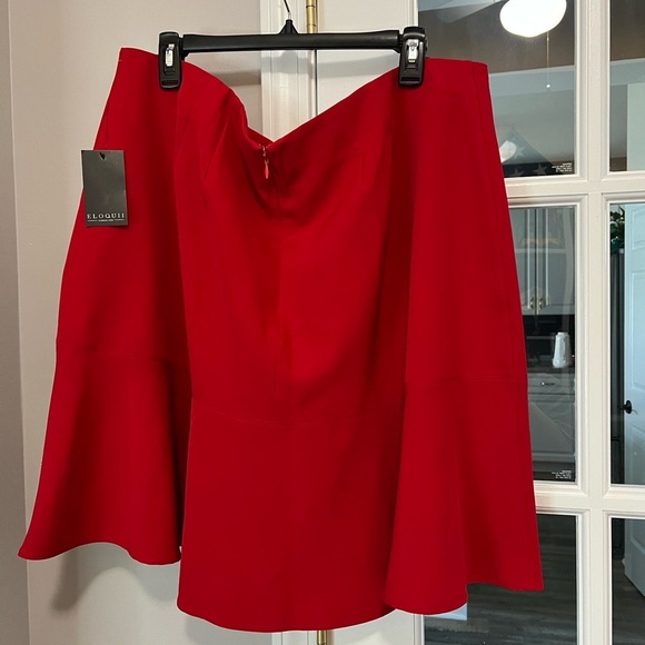 Eloquii Red Asymmetrical Midi A-Line Skirt size 22 NWT - Picture 3 of 12